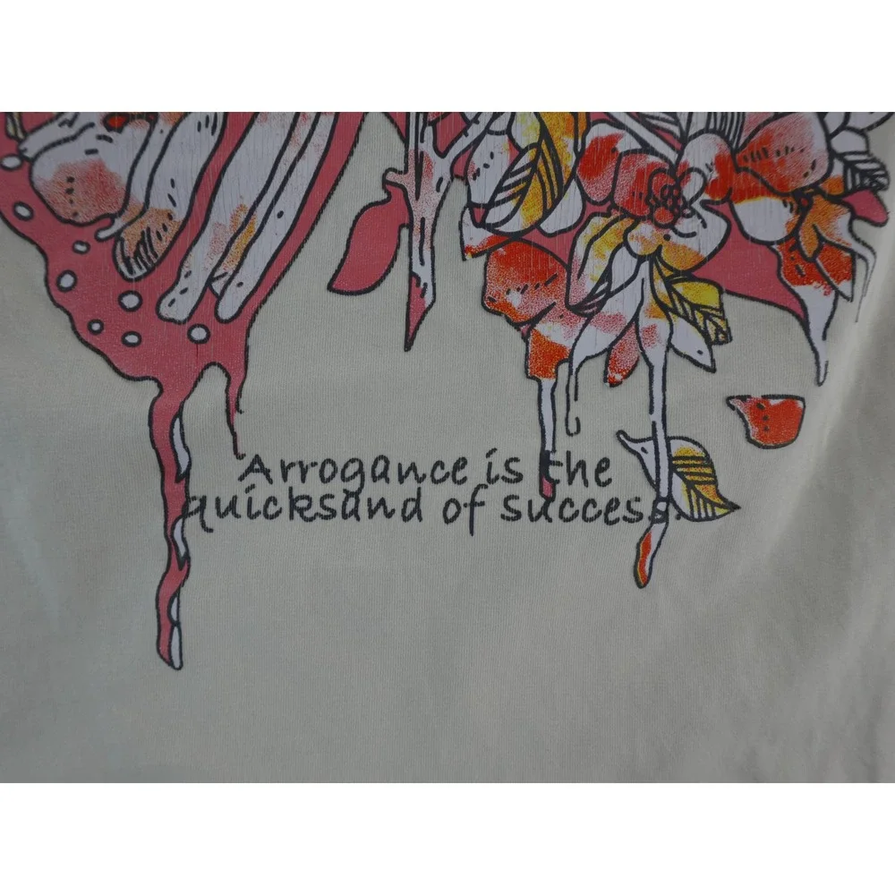 Aelfric‎ Eden Cream Graphic T Shirt Butterfly Text Print Oversized XL